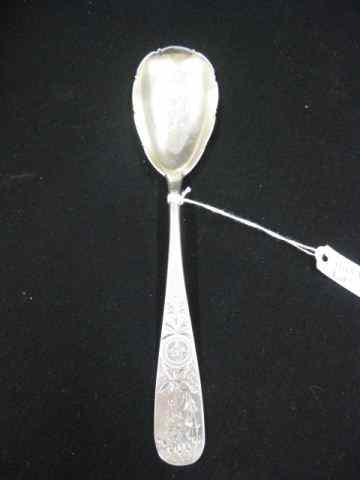 Appraisal: Victorian Sterling Silver Berry Spoon bright cut floral gold wash