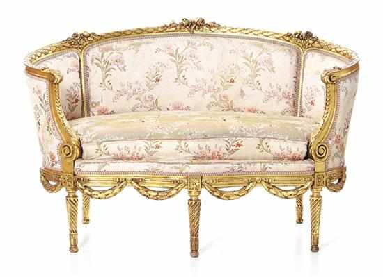 Appraisal: Louis XVI style giltwood settee late th century continuous laurel