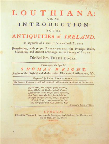 Appraisal: vol Wright Thomas Louthiana or An Introduction to the Antiquities