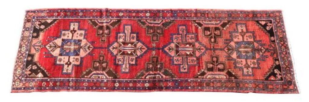 Appraisal: Hand-tied Kazak runner approx ' l ' w Please Note