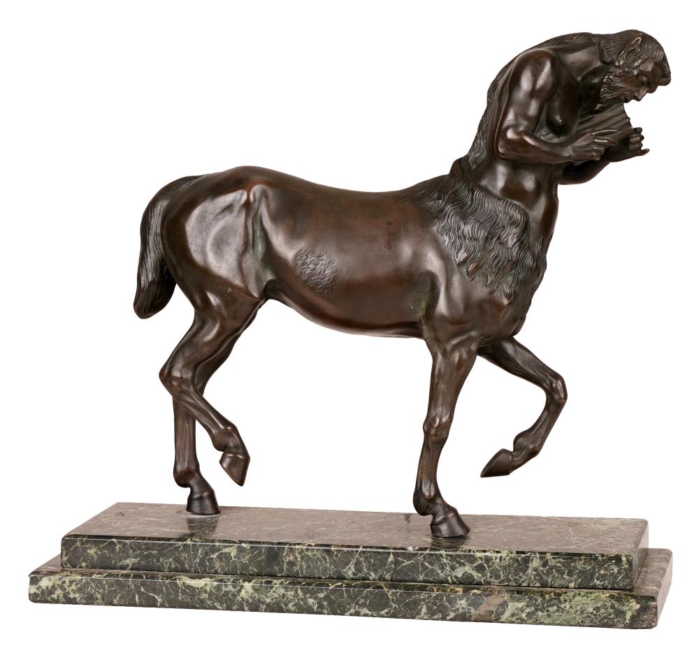 Appraisal: PATINATED BRONZE FIGURE OF A CENTAURmounted on a marble base