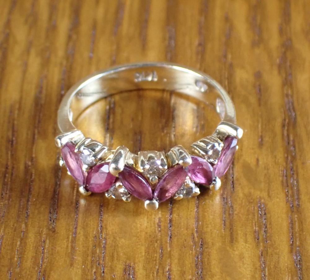 Appraisal: RUBY DIAMOND AND FOURTEEN KARAT GOLD RING set with six