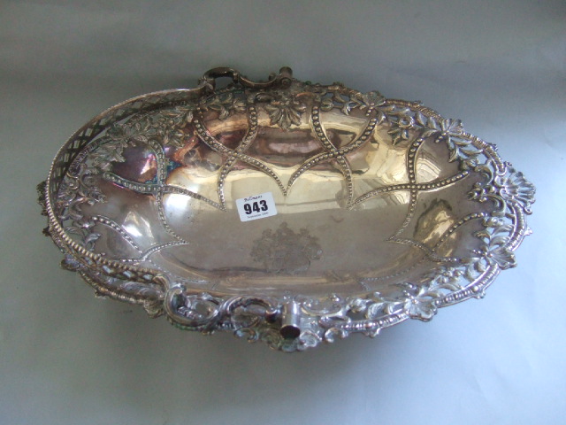 Appraisal: A Victorian plated shaped oval cake or fruit basket the