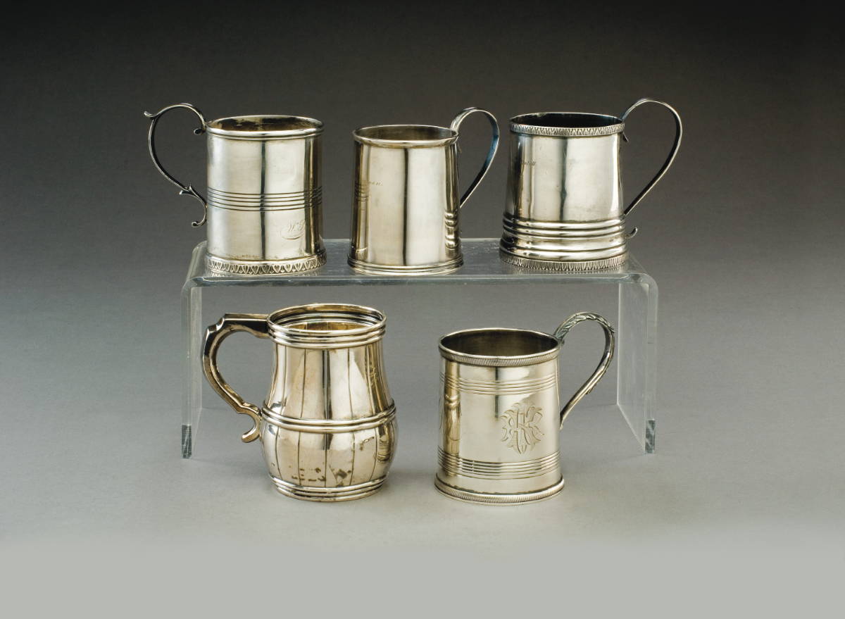 Appraisal: FIVE PHILADELPHIA PENNSYLVANIA SILVER CHILDREN'S CUPS BAILEY KITCHEN BARD LAMONT