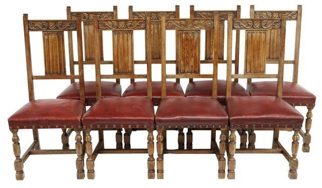 Appraisal: lot of French Renaissance style oak dining chairs Blanc Morel