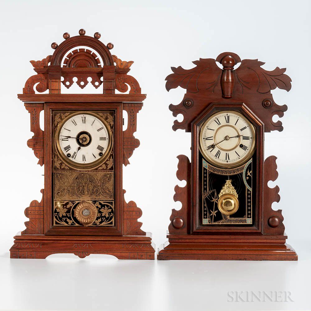 Appraisal: Two Walnut City Clocks Two Walnut City Clocks Seth Thomas