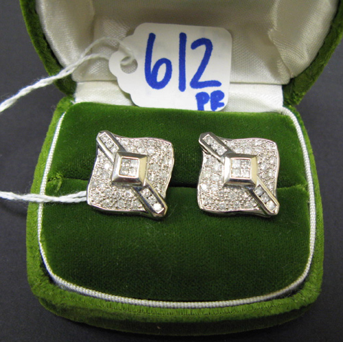 Appraisal: PAIR OR DIAMOND AND FOURTEEN KARAT WHITE GOLD EARRINGS each