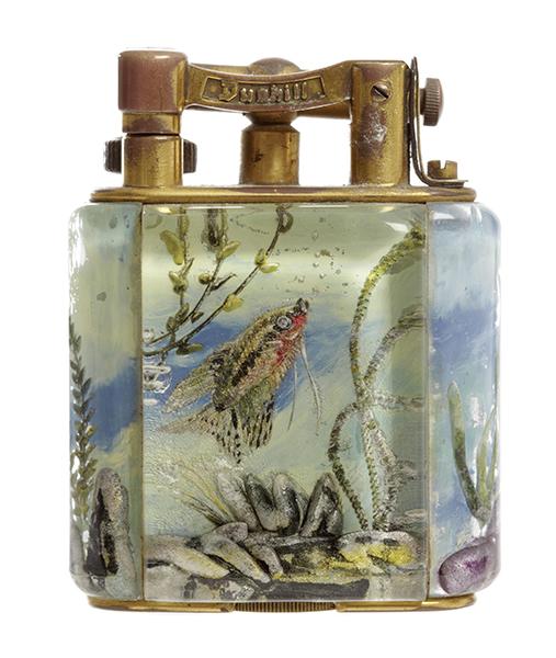 Appraisal: A DUNHILL AQUARIUM TABLE LIGHTER MID- TH CENTURY with plated