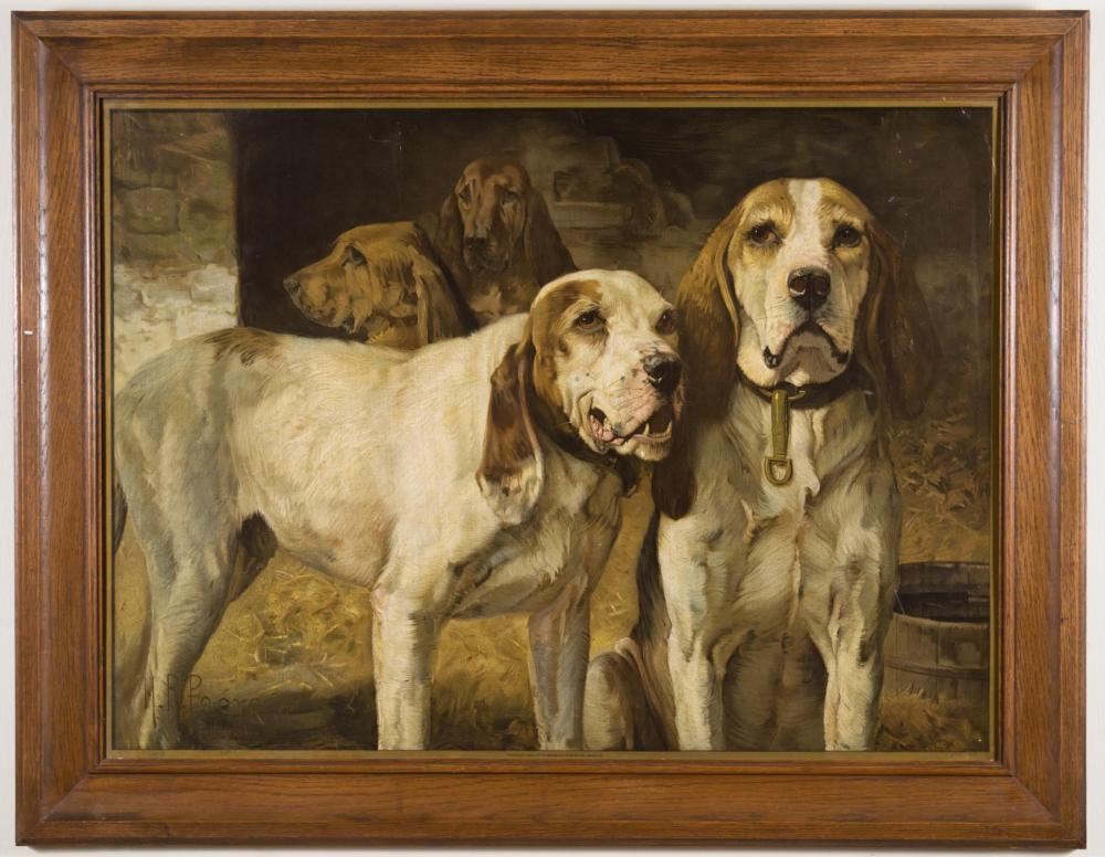 Appraisal: BEAR DOGS WINCHESTER ADVERTISING LITHOGRAPH after the painting by Henry