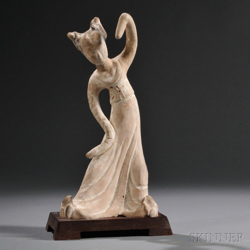 Appraisal: Painted Pottery Figure of a Dancing Lady China Tang dynasty