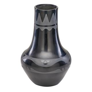 Appraisal: MARIA MARTINEZ American Gourd form polished San Ildefonso blackware vase