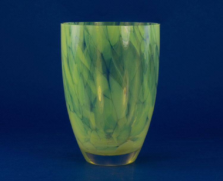 Appraisal: Lime Green Glass Vase Clear Glass Overlaid both inside and