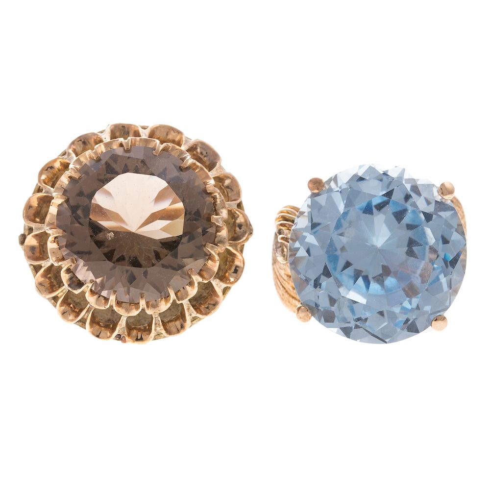 Appraisal: A Pair of Ladies Large Gemstone Rings in K K