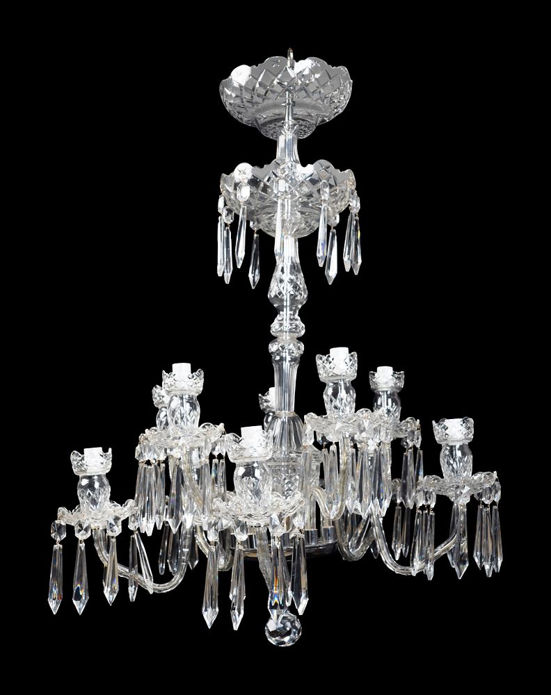 Appraisal: A Waterford Cut-Glass Ten-Light Chandelier Height x diameter inches A