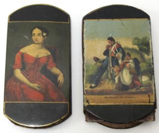 Appraisal: Painted Papier M ch Spectacle Cases th C Each case