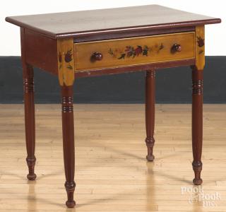 Appraisal: Pennsylvania Sheraton poplar work table th c with later painted