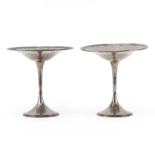 Appraisal: Pair of Sterling Silver Reticulated Footed Compotes Pair of Sterling