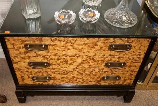 Appraisal: Chinese Chippendale style ebonized and burlwood chest Estimate - No