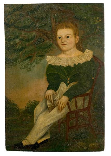 Appraisal: FOLK ART PORTRAIT OF A YOUNG BOY American School ca