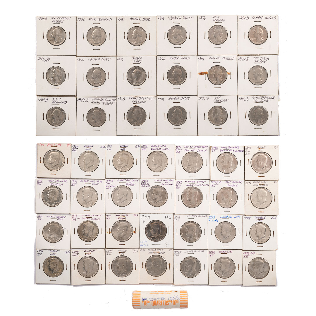 Appraisal: US Large Bag of Quarters and Halves Wih Errors Washington