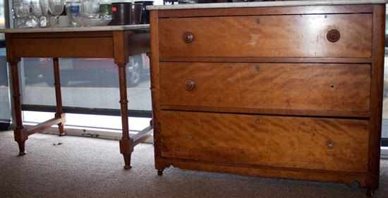 Appraisal: American vernacular maple marble top chest and a similar marble