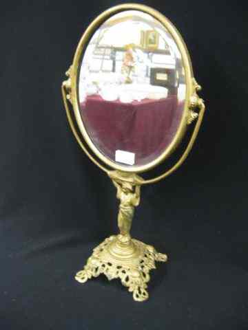 Appraisal: Antique Figural Dressing Mirror oval hinged mirror with lady below