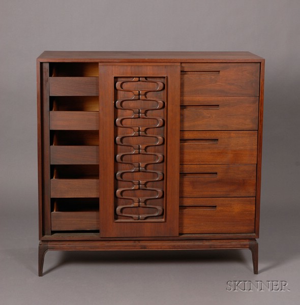 Appraisal: Custom-made Chest of Drawers Black walnut United States mid- th