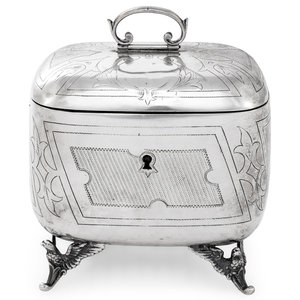 Appraisal: An Austrian Silver Tea Caddy Vienna Late th Century marked