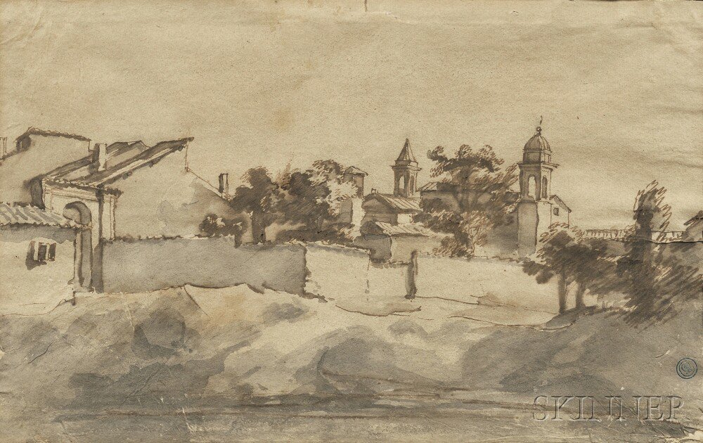 Appraisal: Continental School th th Century View of a Walled Town