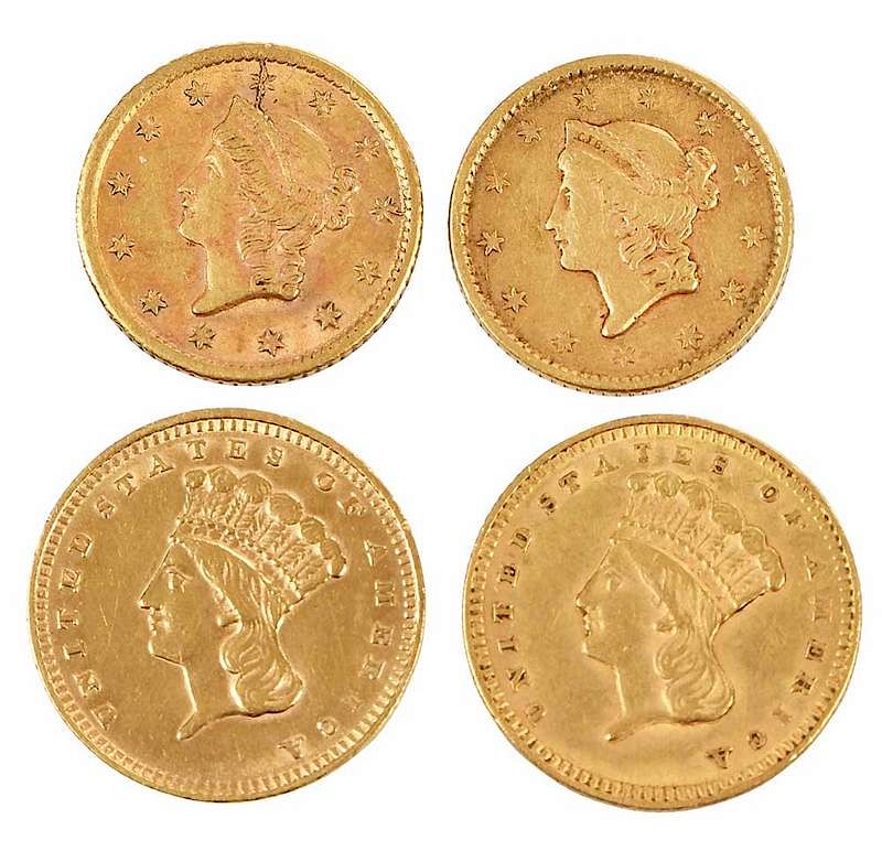 Appraisal: U S Gold Dollars Type I five Type II Type