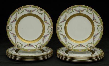 Appraisal: Set of Twelve Royal Worcester Polychrome and Gilt-Stamped Porcelain Dinner