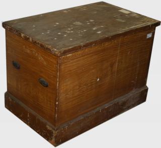 Appraisal: Th C Grain Painted Pine Trunk Large th c grain