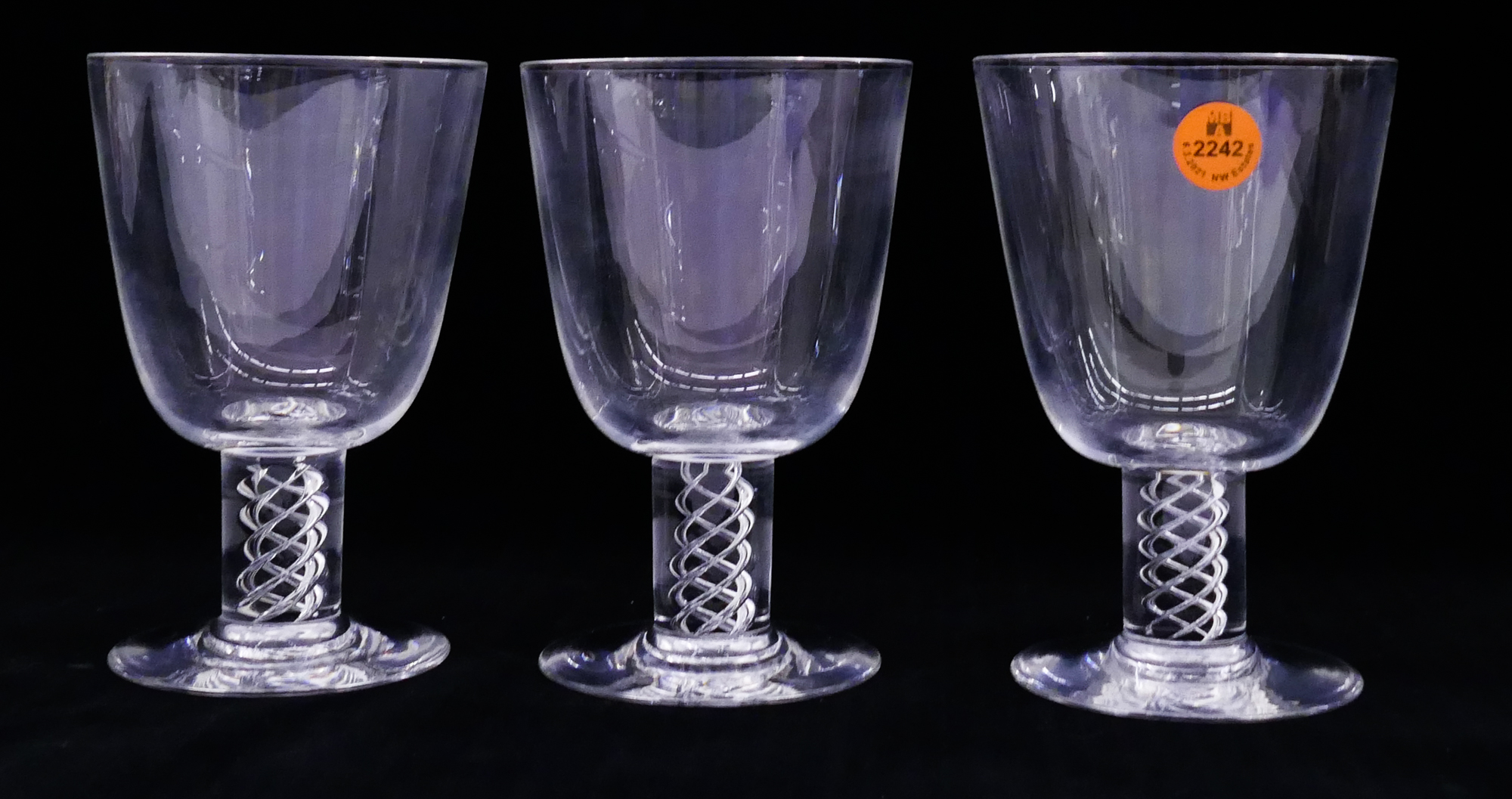 Appraisal: pc Steuben Crystal Bubble Twist Stem Goblets- ''