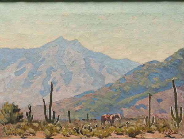 Appraisal: Robert B Atwood American b desert scene oil on canvas