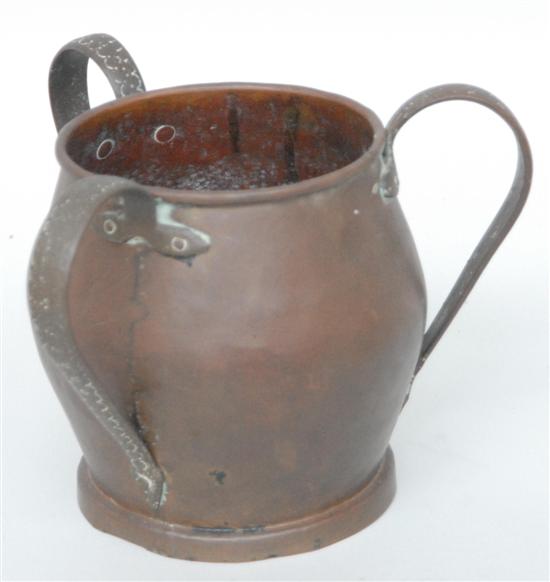 Appraisal: RUSSIAN LOVING CUP Copper tri handled original finish Marks en