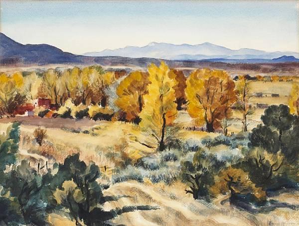 Appraisal: Gene Kloss - Cottonwoods signed 'Gene Kloss' lower right watercolor