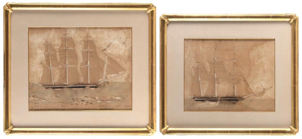 Appraisal: RARE PAIR OF WHALING SCENES TH CENTURYRARE PAIR OF WHALING