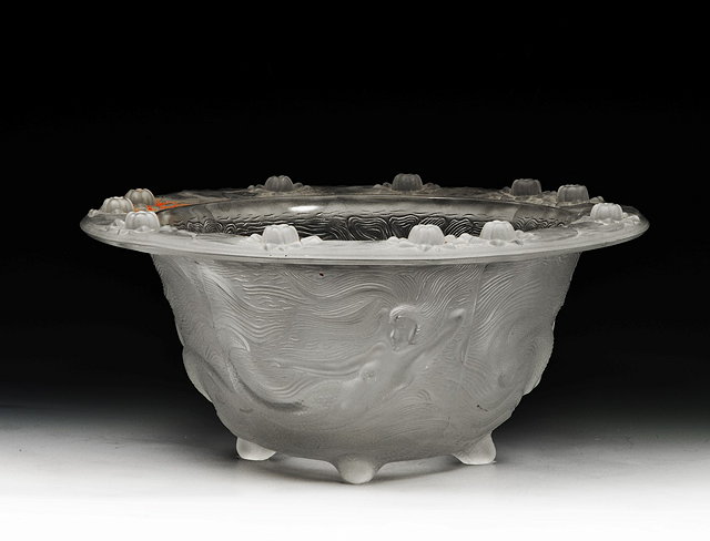 Appraisal: Barolac of CzechoslovakiaMolded opalescent glass bowl probably circa sdecorated with