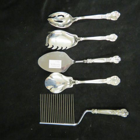 Appraisal: Gorham Chantilly Sterling Servers includes mararoni server pierced tablespoon casserole