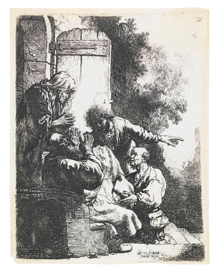 Appraisal: REMBRANDT VAN RIJN Joseph's Coat Brought to Jacob Etching circa