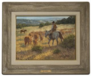 Appraisal: Keith Christie ''Trailing Pairs'' two cowboys herding cows signed lower