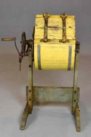 Appraisal: Antique Wooden Butter ChurnCanadian wooden butterchurn painted with aged yellow