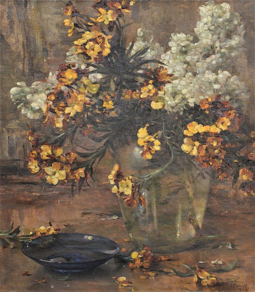 Appraisal: Emo Mazzetti Italian - still life with white and orange