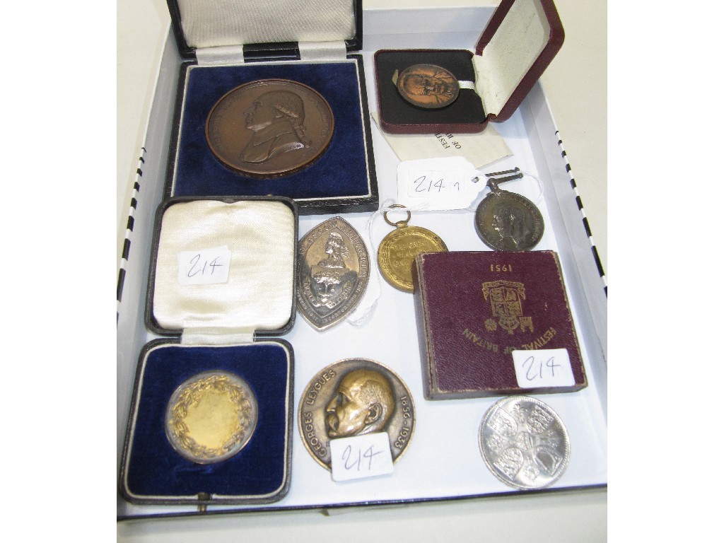 Appraisal: Lot comprising assorted award medallions and war medals to Gunner