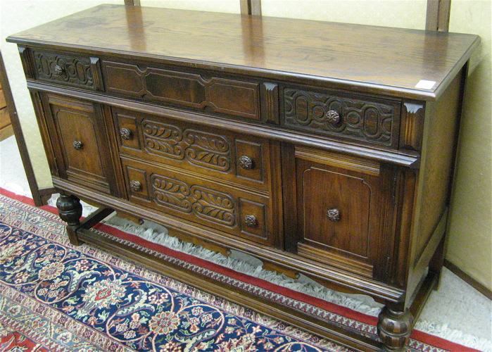 Appraisal: OLD ENGLISH STYLE OAK BUFFET Angelus Furniture Mfg Co Los