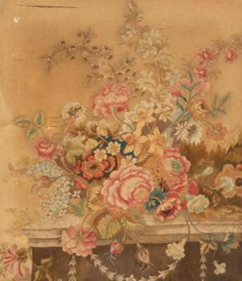 Appraisal: Three Georgian needlework pictures Arrangement of Flowers and another of