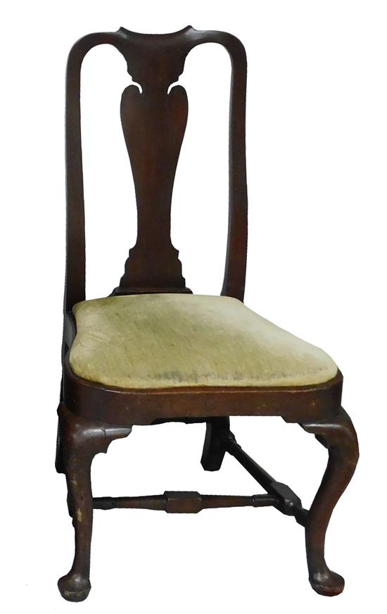 Appraisal: th C New England Queen Anne side chair vasiform splat