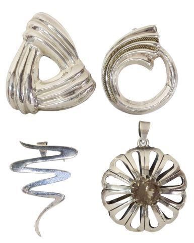 Appraisal: lot of Modernist sterling silver pendant and pendant-brooches Mexico including