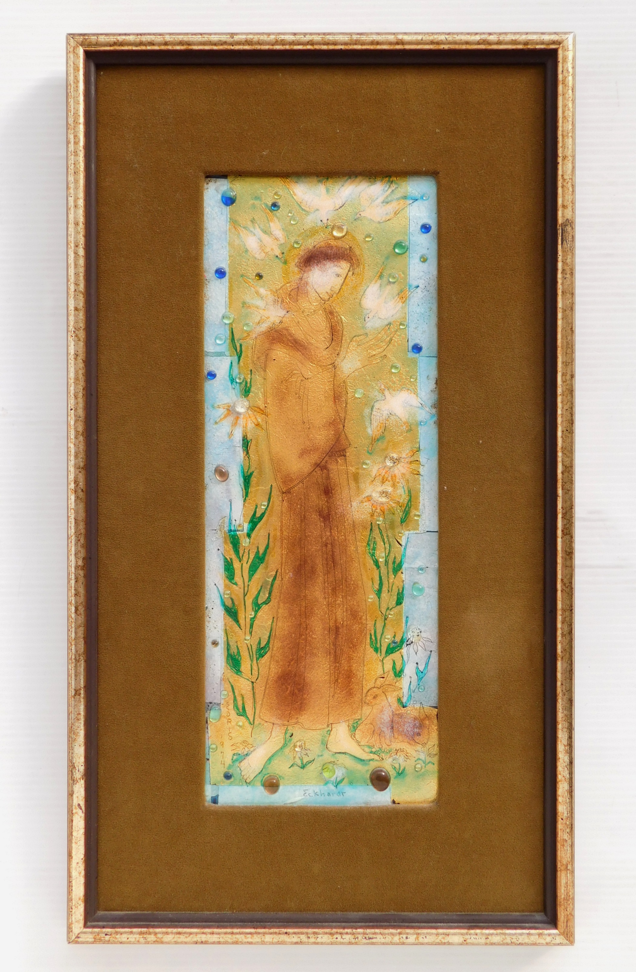 Appraisal: Edris Eckhardt American - ''Evensong''- glass and gold leaf plaque