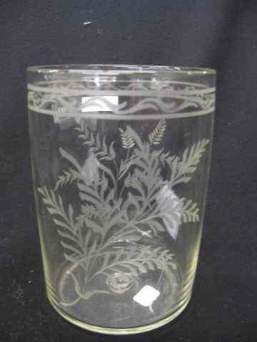 Appraisal: Stiegel-type Glass Engraved Vase floral - '' late th century